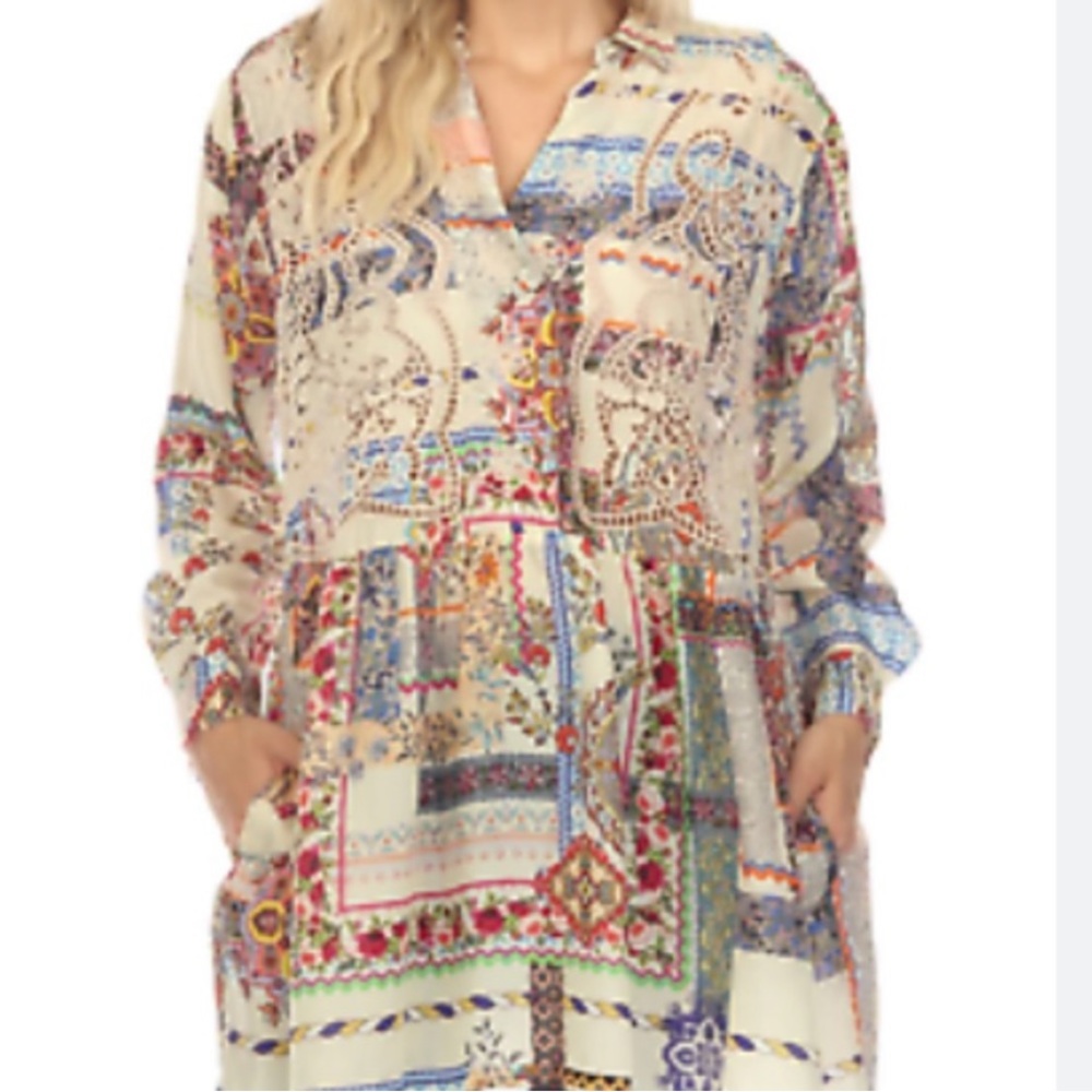 Johnny Was Stano Monroe Silk Tunic size xxs NWT xs small